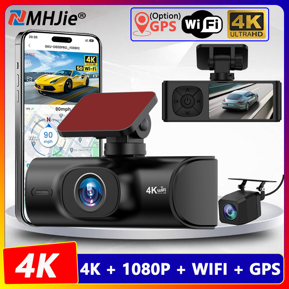 Dual Dash Cam With Gps Wifi - Cámaras DVR para Auto 4K 2160P