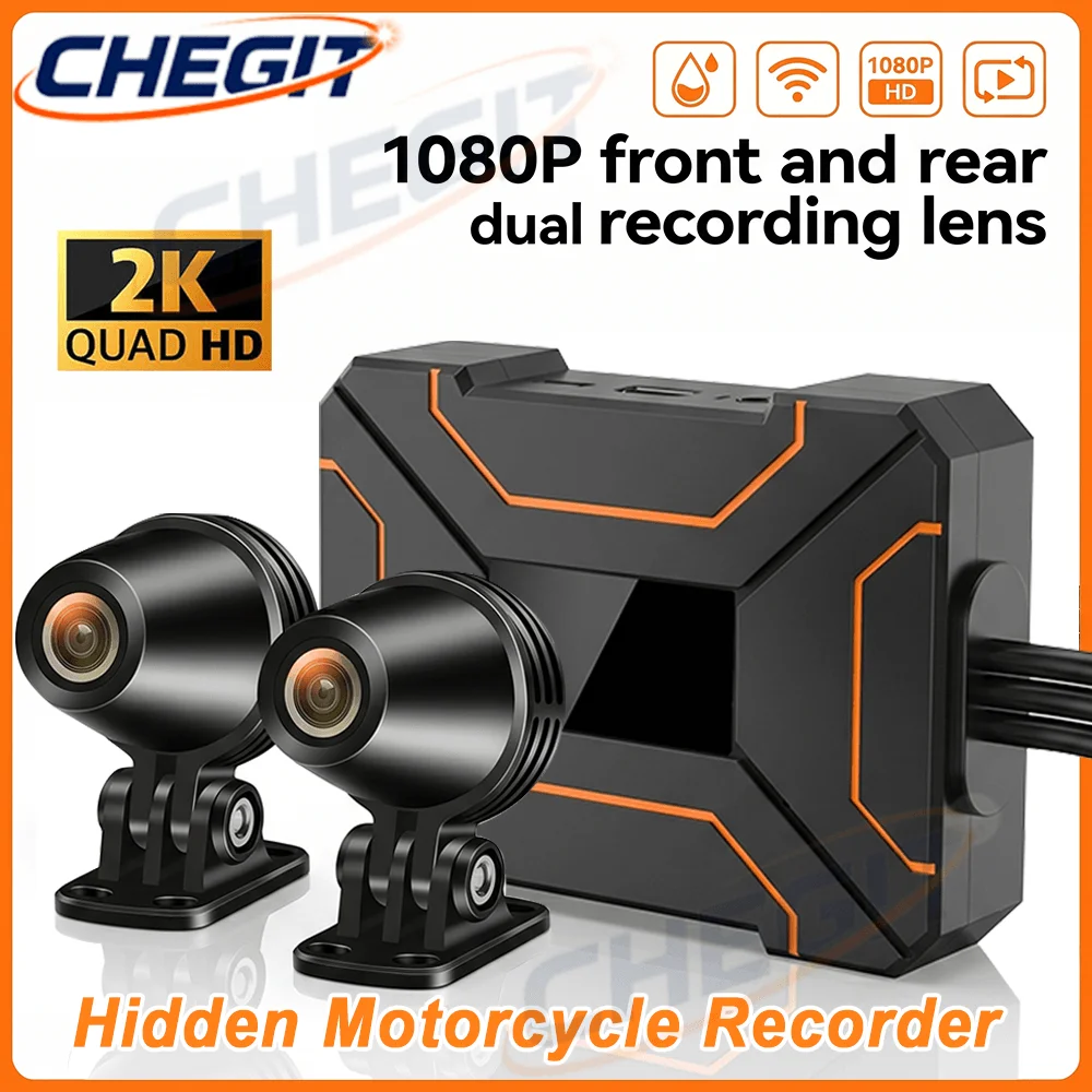 Dash Cam 2K Dual Lens - Cámara DVR Oculta para Motocicleta 2K/1080P