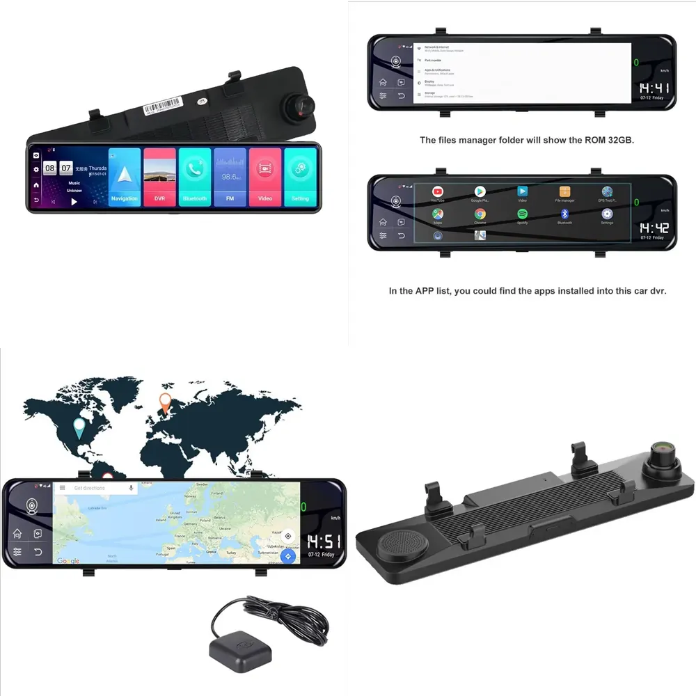 Dash Cam Rear View Mirror 12 Inch - Cámara de Video para Auto DVR