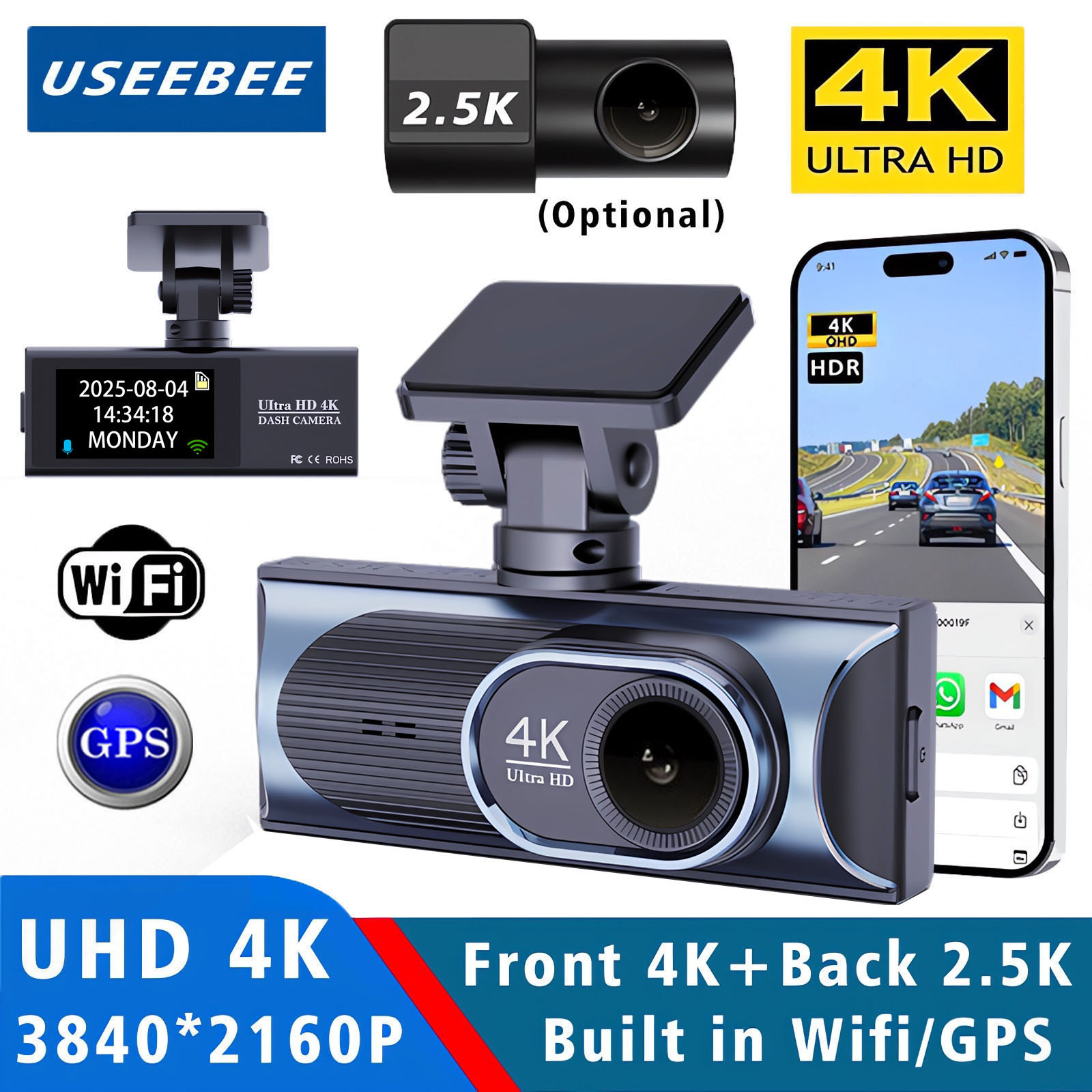 Dash Cam 4K Sony Starvis - Ultra HD 4K 3840*2160P cámara de