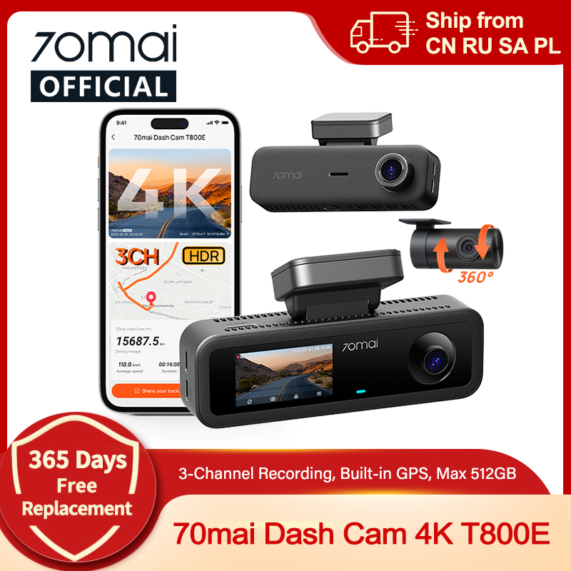 Dash Cam Front And Rear 4K - 70mai 4K T800E Cámara de salpicadero