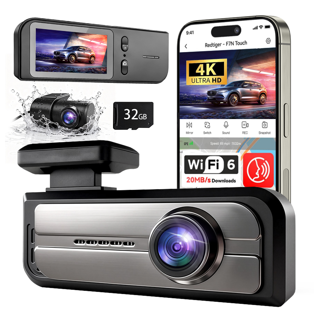 Dash Cam With Parking Monitor - Cámara de Coche Dual, DVR 4K