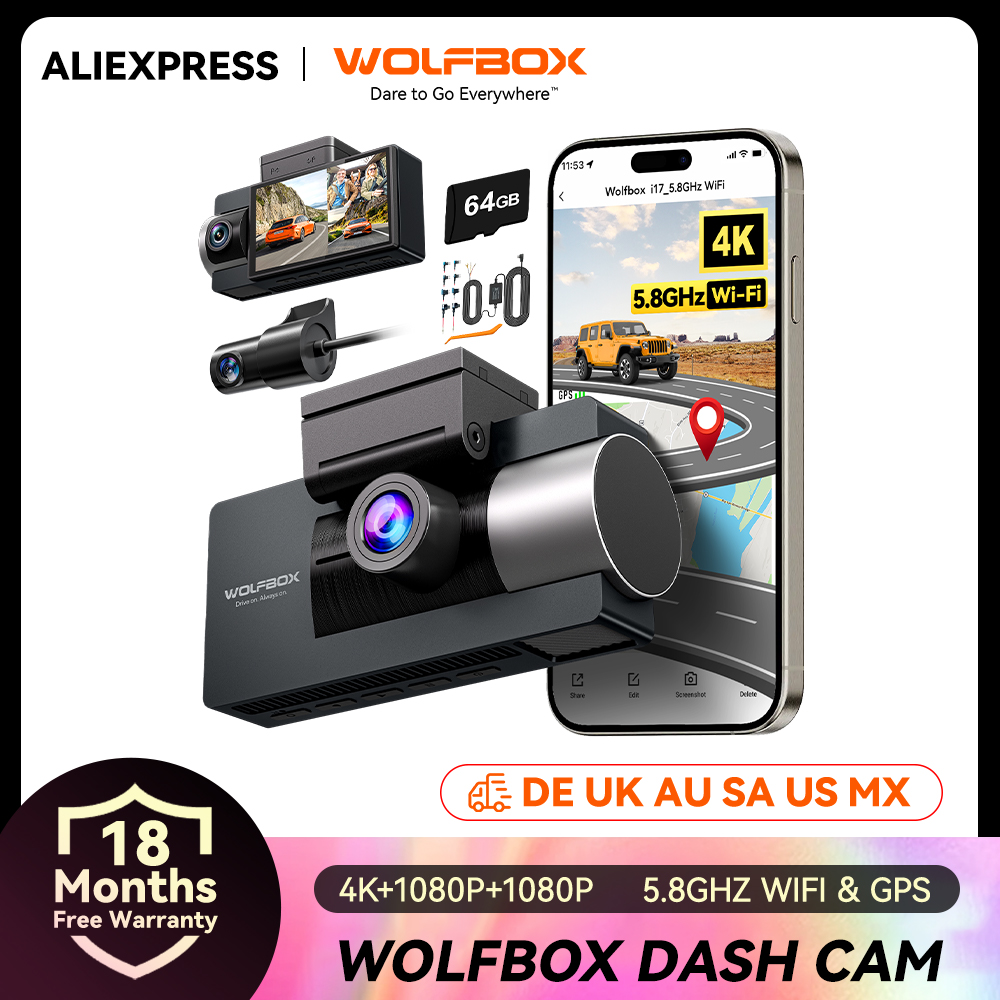 Dash Cam 3 Channel 1080P - Cámara para Auto WOLFBOX I07, Cámara