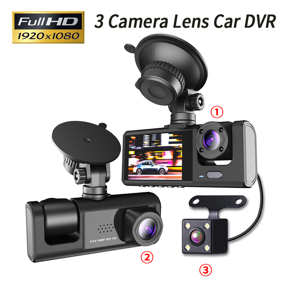 Dash Cam 3 Channel 1080P - Cámara DVR para Auto de 3