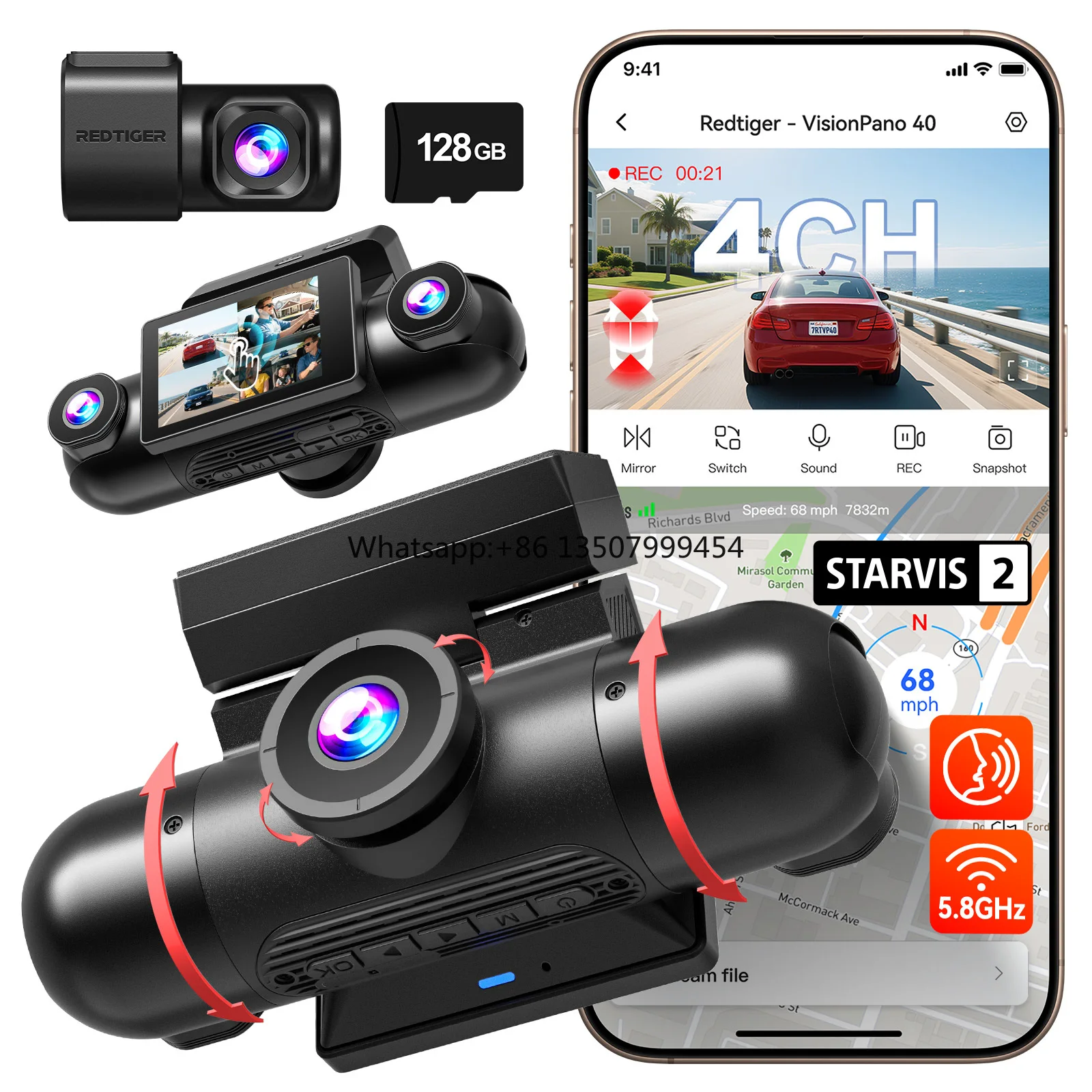 Dual Dash Cam With Gps Wifi - Cámara para Auto Distributor VP40 2.5K*2+1080P*2,