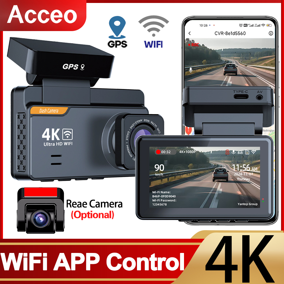 Dash Cam 4K Sony Starvis - Cámara para salpicadero de coche 4K,