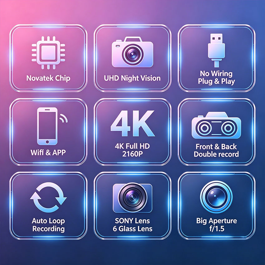 Cámara para Auto 4K 2160P, Del - Dash Cam Front And Rear 4K reseña y precio