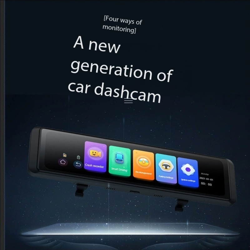 4. Grabar el espejo retrovisor - Dash Cam Rear View Mirror 12 Inch reseña y precio