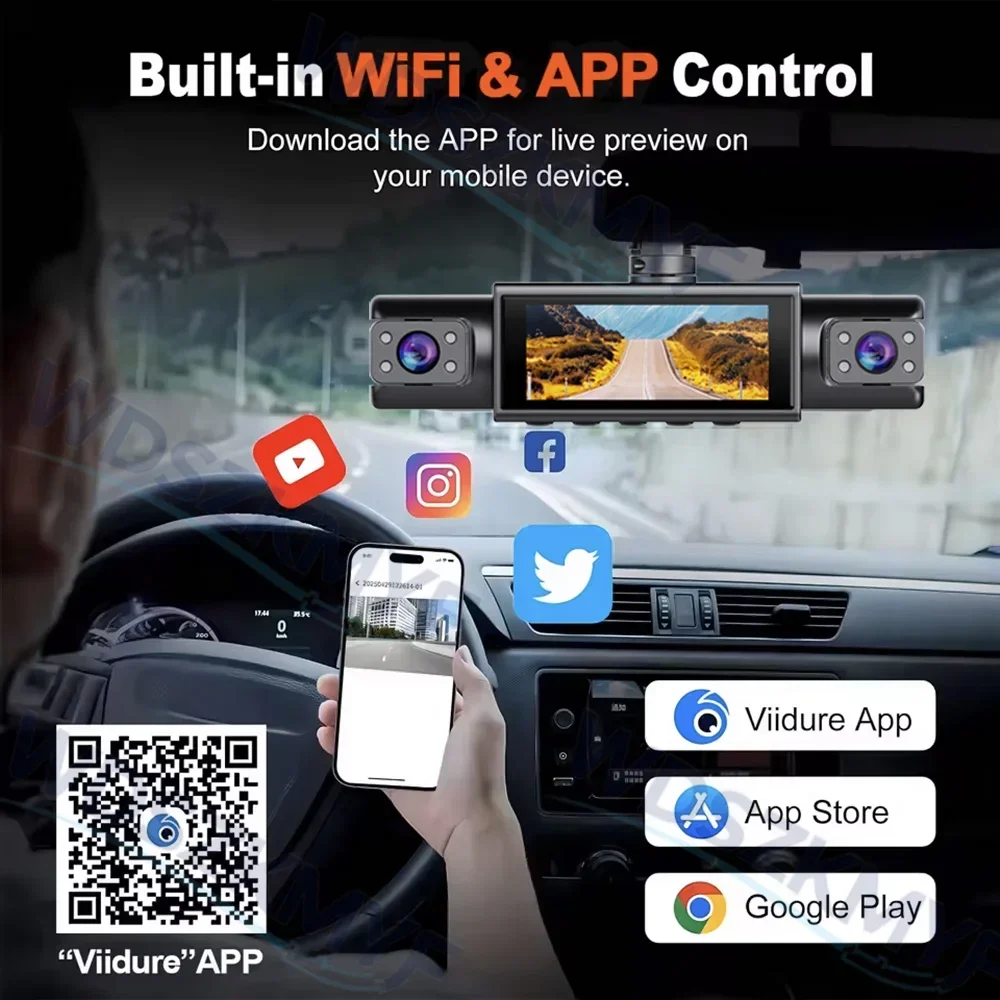 Cámara de visión trasera WiFi  - Dash Cam 3 Channel 1080P reseña y precio