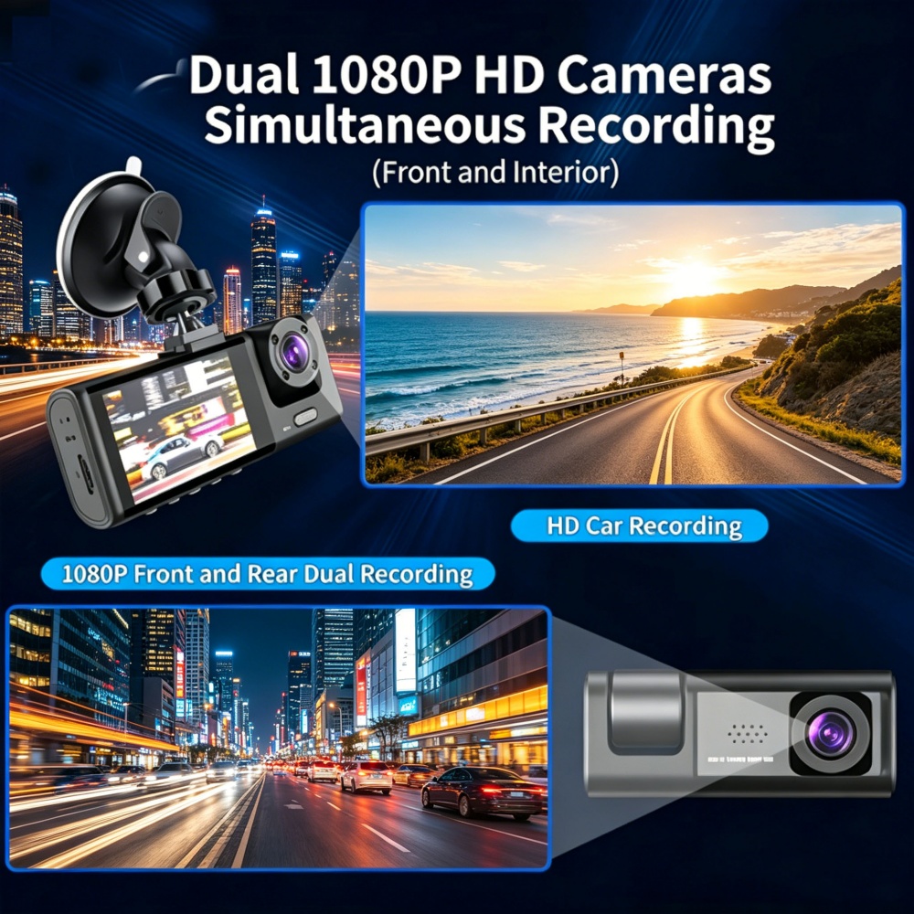 Cámara para Auto 1080P Full HD - Dash Cam 3 Channel 1080P reseña y precio