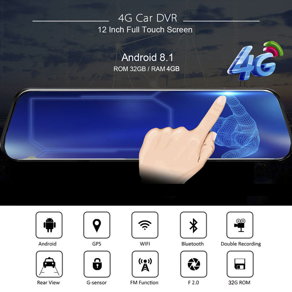 Cámara de salpicadero Dvr para - Dash Cam Rear View Mirror 12 Inch reseña y precio