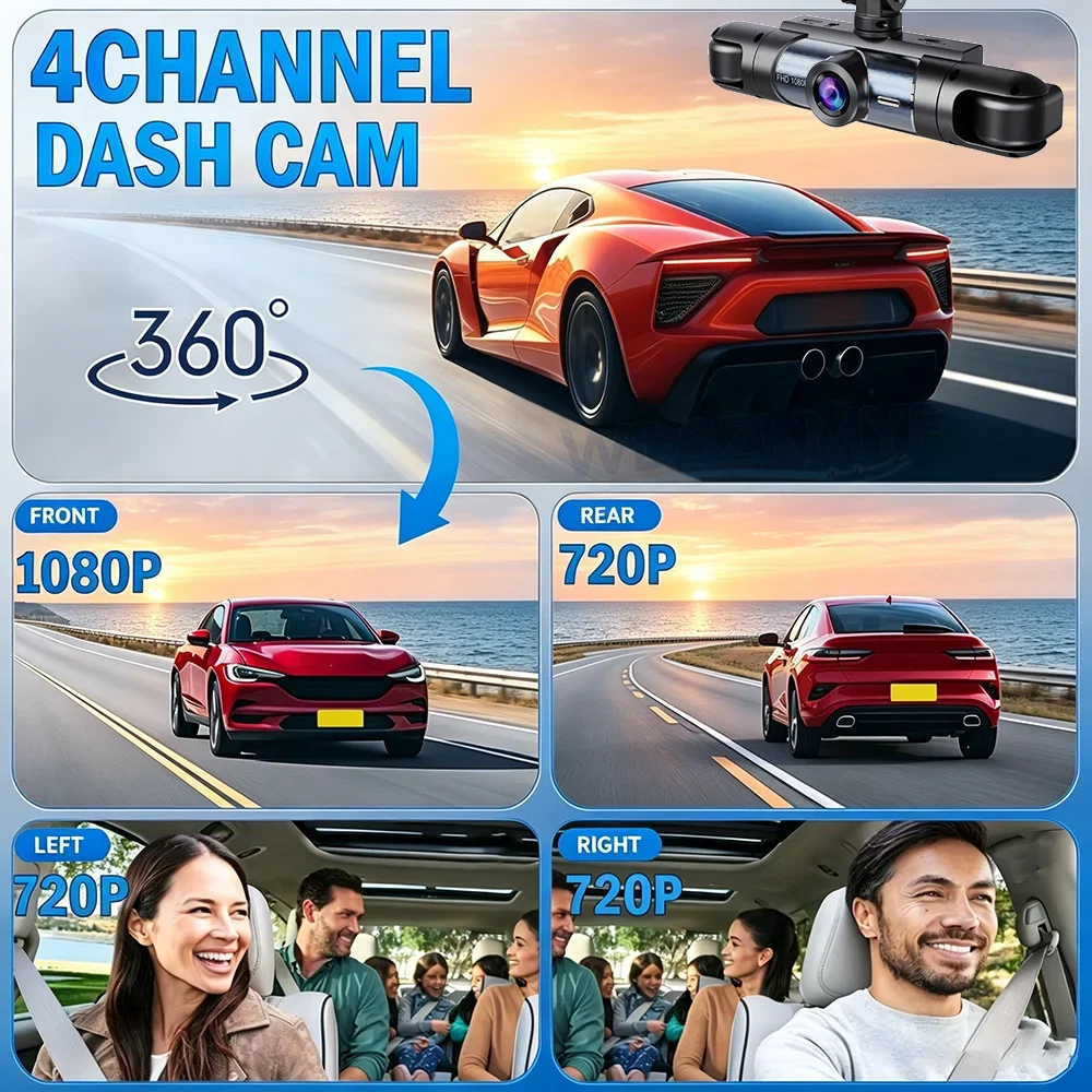 Cámara para Auto HD 1080P, 3/4 - Dash Cam 3 Channel 1080P reseña y precio