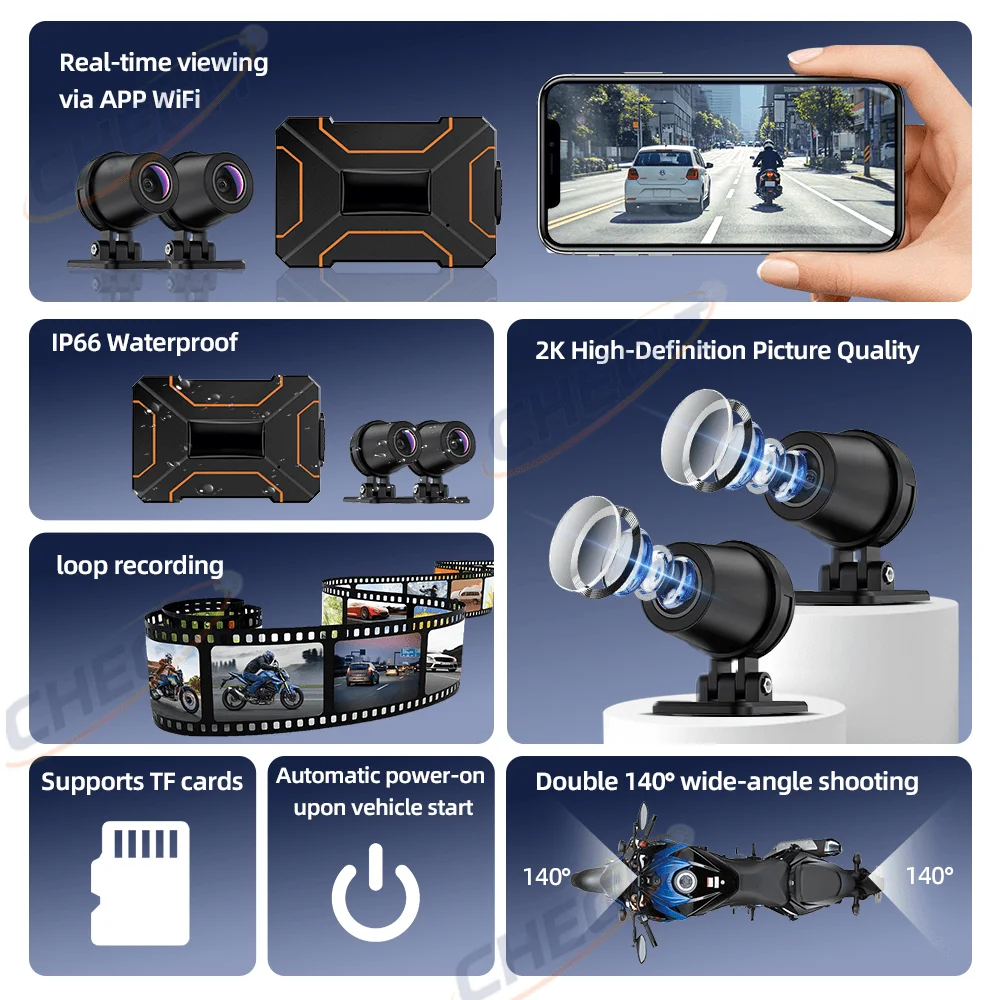 Cámara DVR Oculta para Motocic - Dash Cam 2K Dual Lens reseña y precio