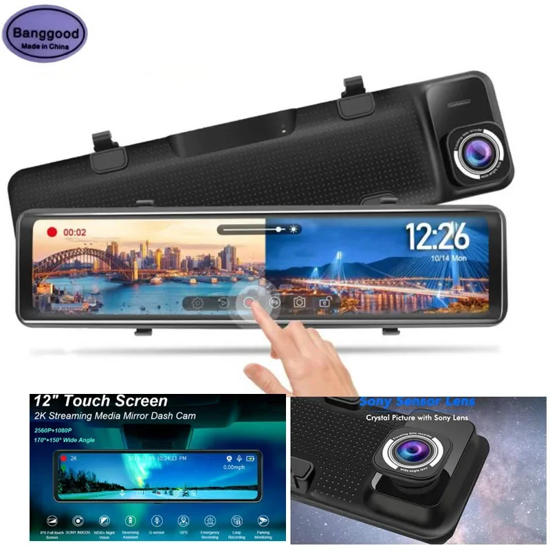 Dashcam L126 2K, espejo retrov - Dash Cam Rear View Mirror 12 Inch reseña y precio