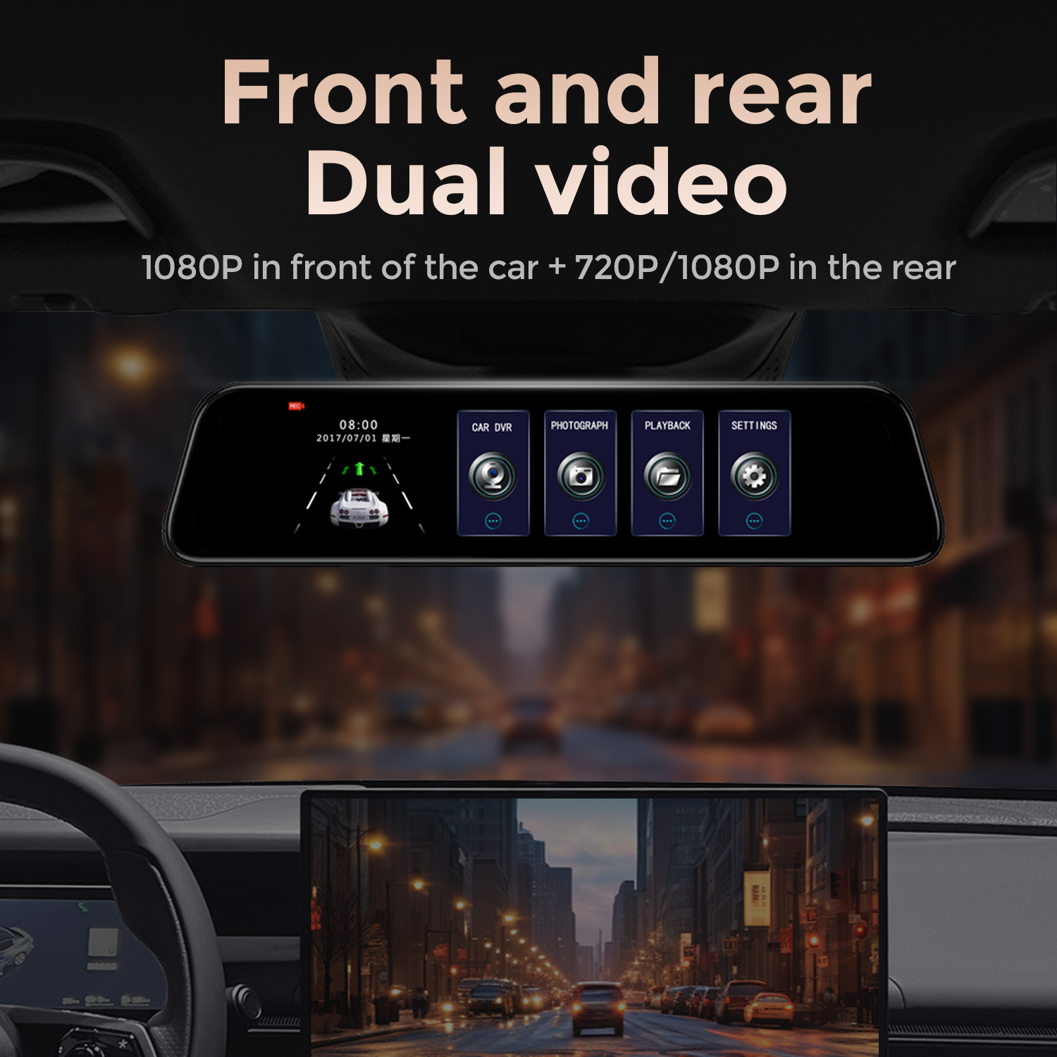 Nueva cámara grabadora de 10/1 - Dash Cam Rear View Mirror 12 Inch reseña y precio