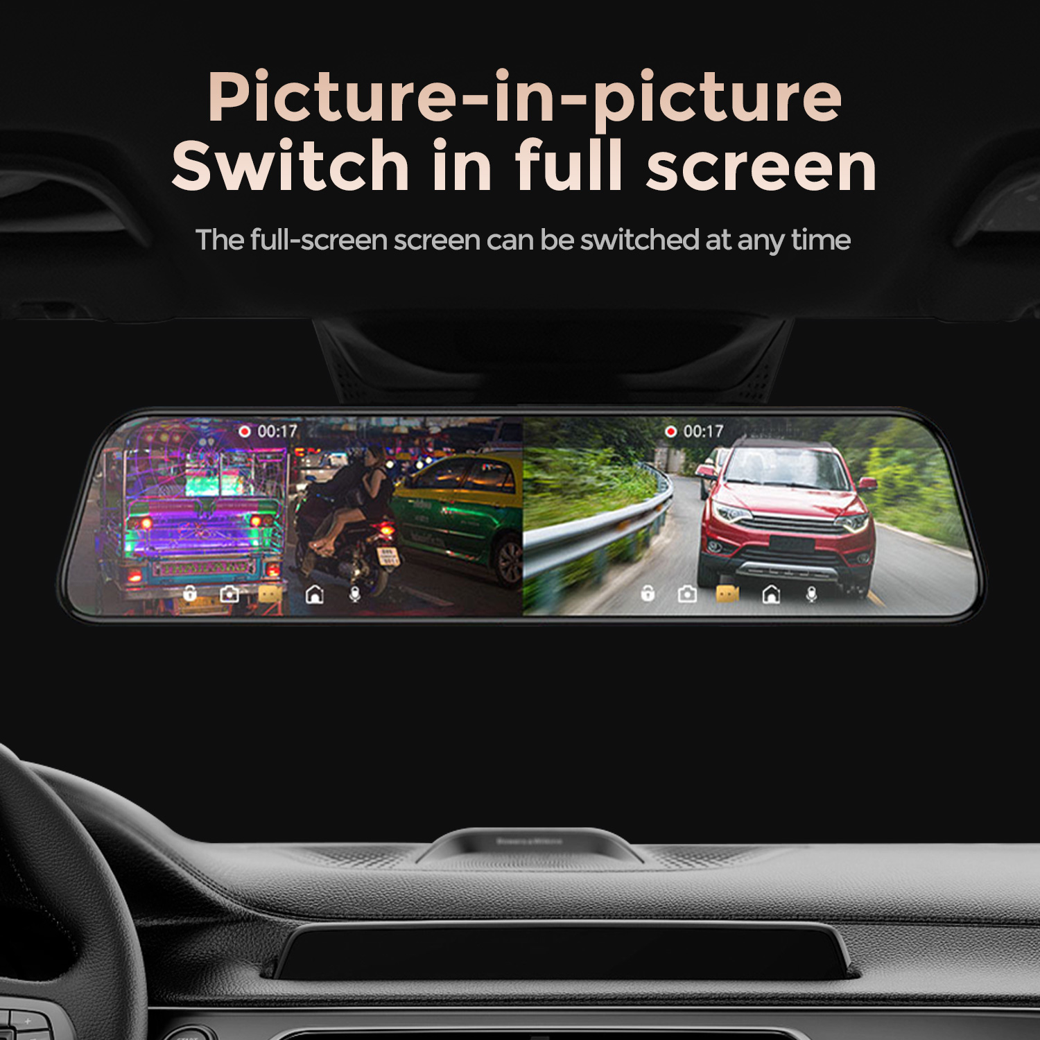 Nueva cámara grabadora de 10/1 - Dash Cam Rear View Mirror 12 Inch reseña y precio