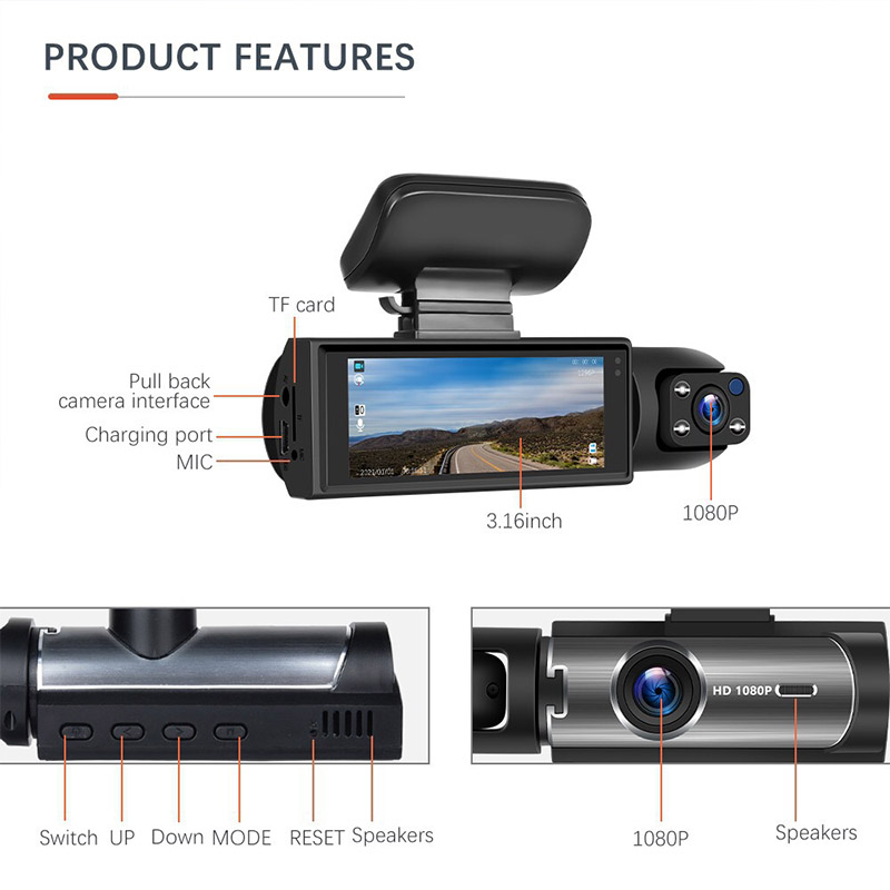 Cámara para Auto M8, Doble Len - Dash Cam Night Vision Infrared reseña y precio