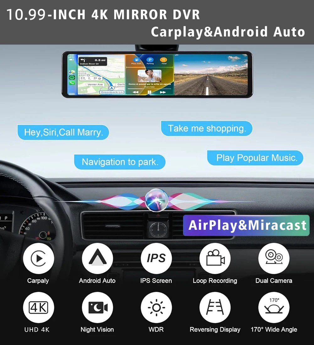 Cámara de Visión Trasera para  - Dash Cam Rear View Mirror 12 Inch reseña y precio