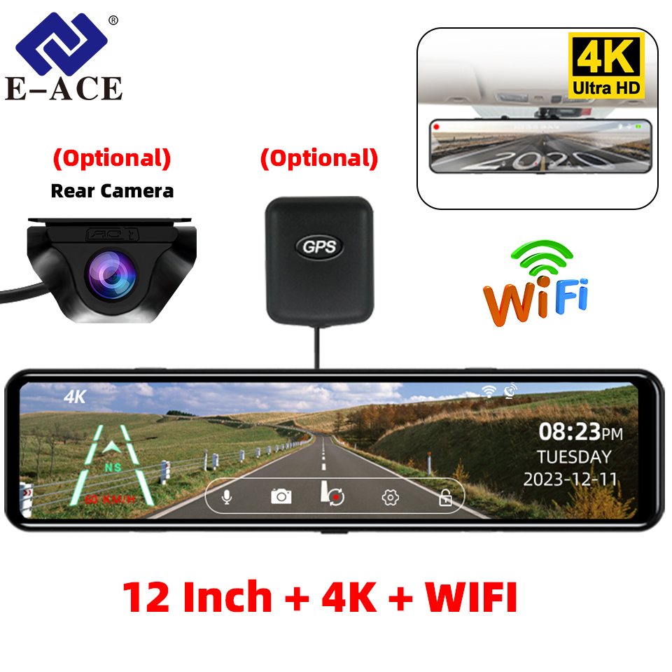 Espejo retrovisor 4K para coch - Dash Cam Rear View Mirror 12 Inch reseña y precio