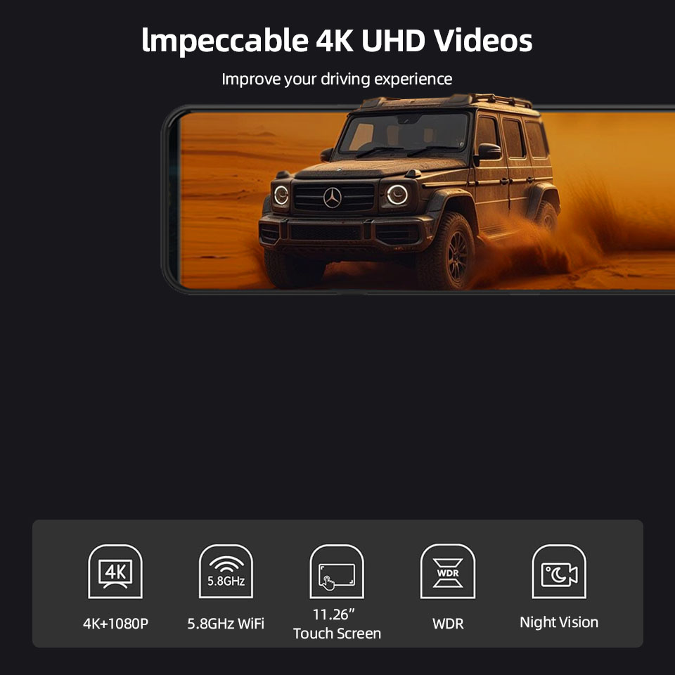 Espejo retrovisor 4K para coch - Dash Cam Rear View Mirror 12 Inch reseña y precio