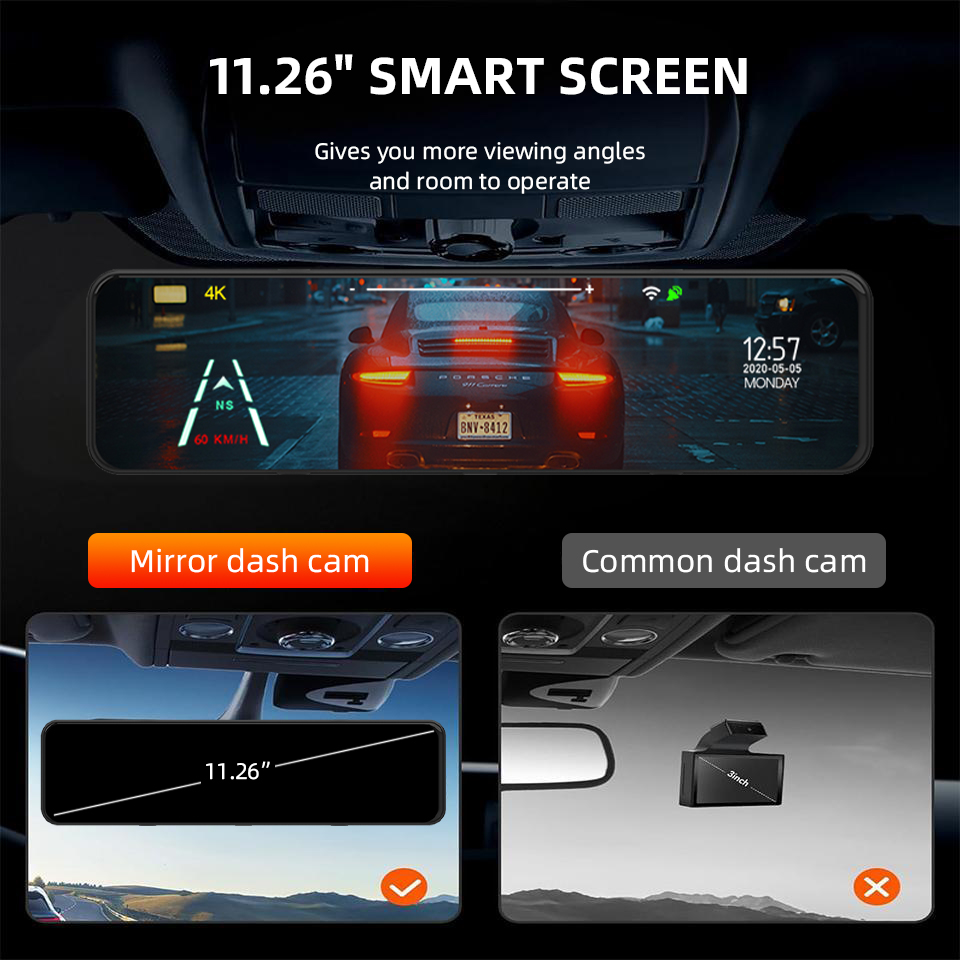 Espejo retrovisor 4K para coch - Dash Cam Rear View Mirror 12 Inch reseña y precio