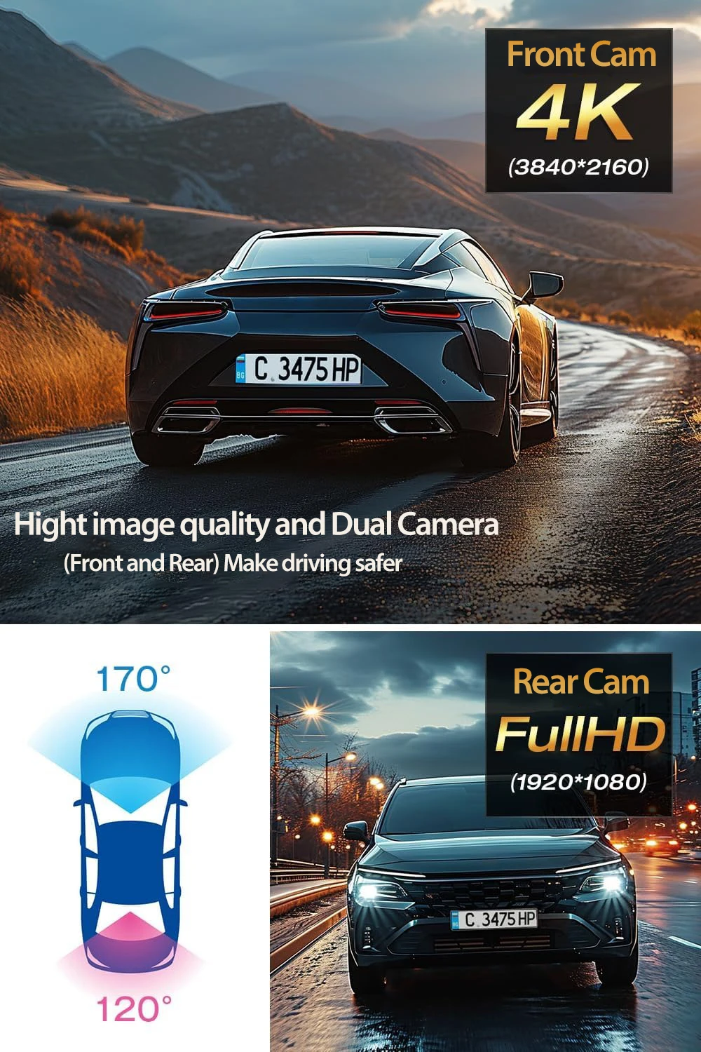 Cámara de salpicadero con espe - Dash Cam Rear View Mirror 12 Inch reseña y precio