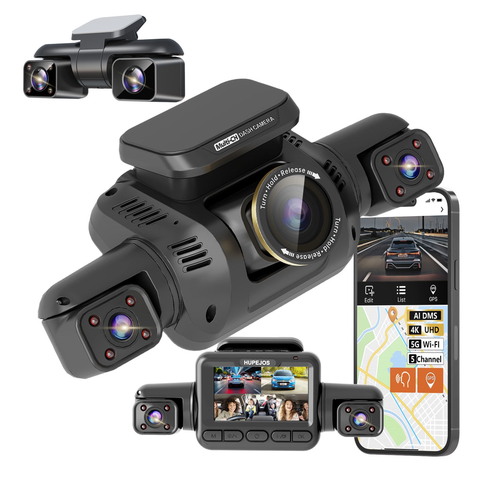 Cámara para Auto de 5 Canales, - Dash Cam Front And Rear 4K reseña y precio