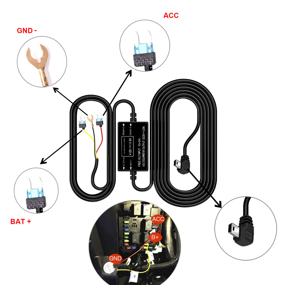 Kit de cableado para cámara de - Dash Cam With Parking Monitor reseña y precio