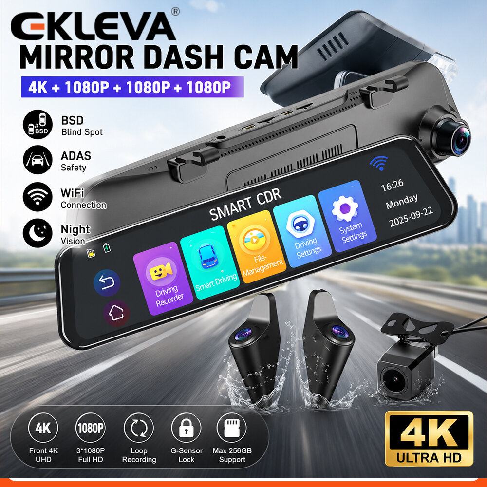 Cámara de Retrovisor EKLEVA de - Dash Cam Rear View Mirror 12 Inch reseña y precio