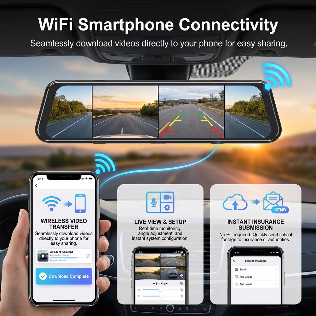 Cámara de Retrovisor EKLEVA de - Dash Cam Rear View Mirror 12 Inch reseña y precio