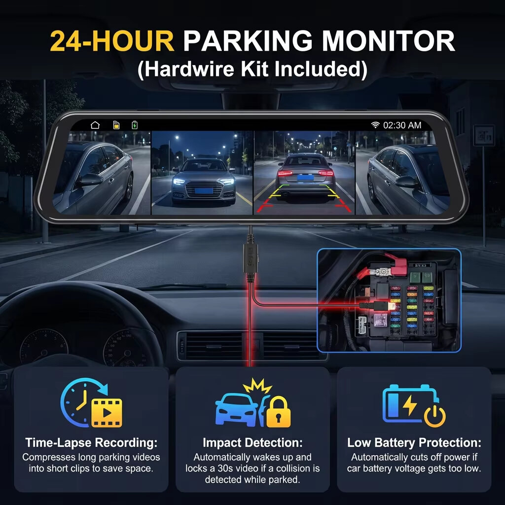 Cámara de Retrovisor EKLEVA de - Dash Cam Rear View Mirror 12 Inch reseña y precio