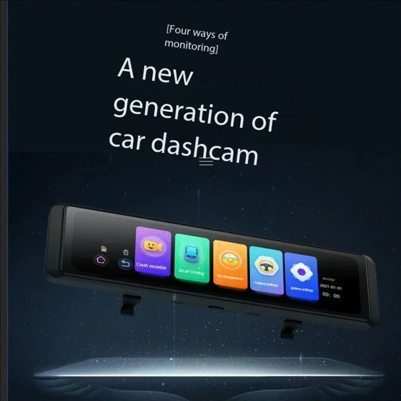 4. Graba de 360 grados de adve - Dash Cam Rear View Mirror 12 Inch reseña y precio