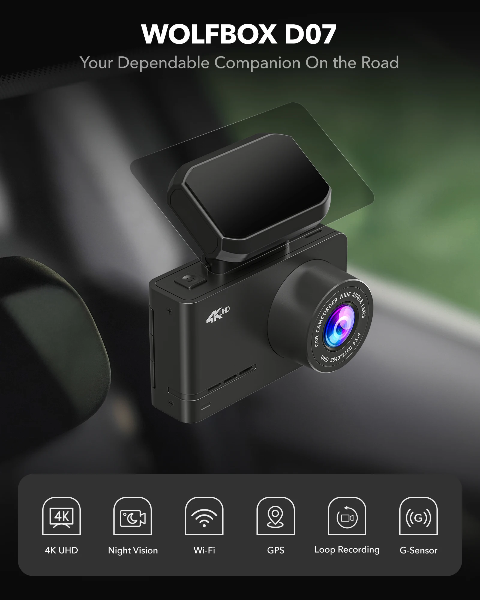 Wolfbox Dealer D07 - Cámara de - Dual Dash Cam With Gps Wifi reseña y precio