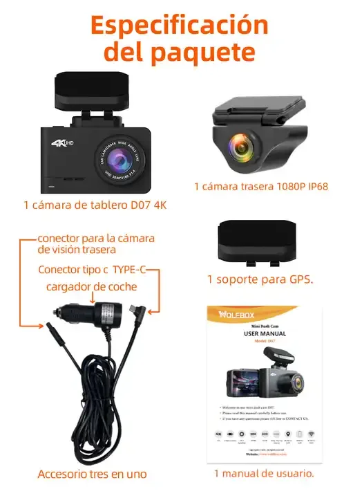 Wolfbox Dealer D07 - Cámara de - Dual Dash Cam With Gps Wifi reseña y precio