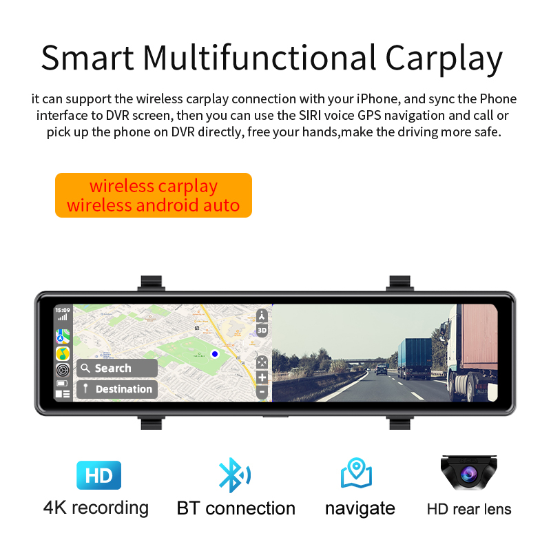 Cámara de Coche Acceo 4K con E - Dash Cam Rear View Mirror 12 Inch reseña y precio