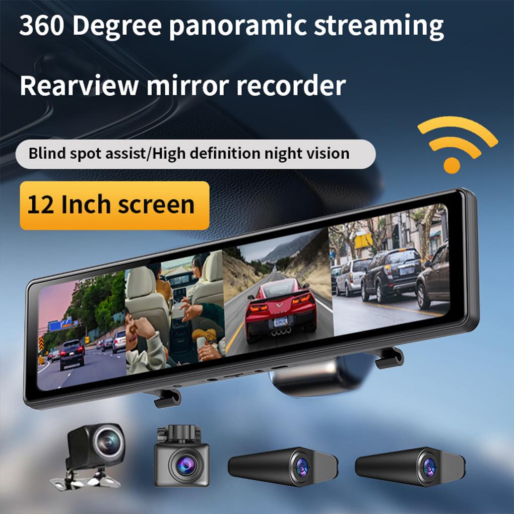 Cámara de salpicadero para ret - Dash Cam Rear View Mirror 12 Inch reseña y precio