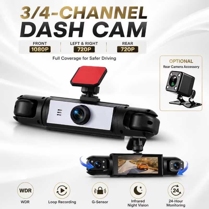 Cámara de salpicadero de 3/4 c - Dash Cam 3 Channel 1080P reseña y precio