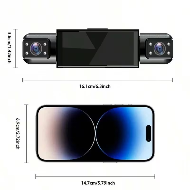 Cámara de salpicadero de 3/4 c - Dash Cam 3 Channel 1080P reseña y precio