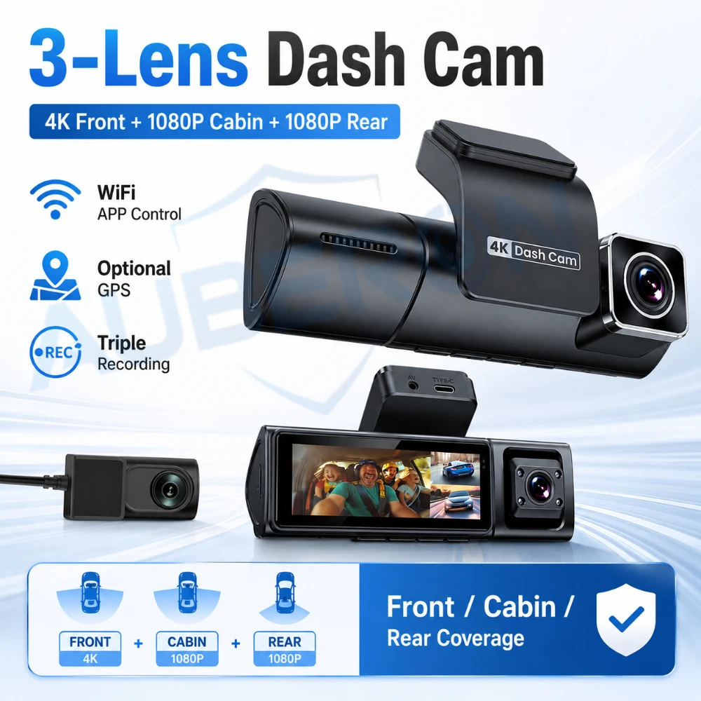 Cámara para Coche de 3 Canales - Dash Cam 3 Channel 1080P reseña y precio