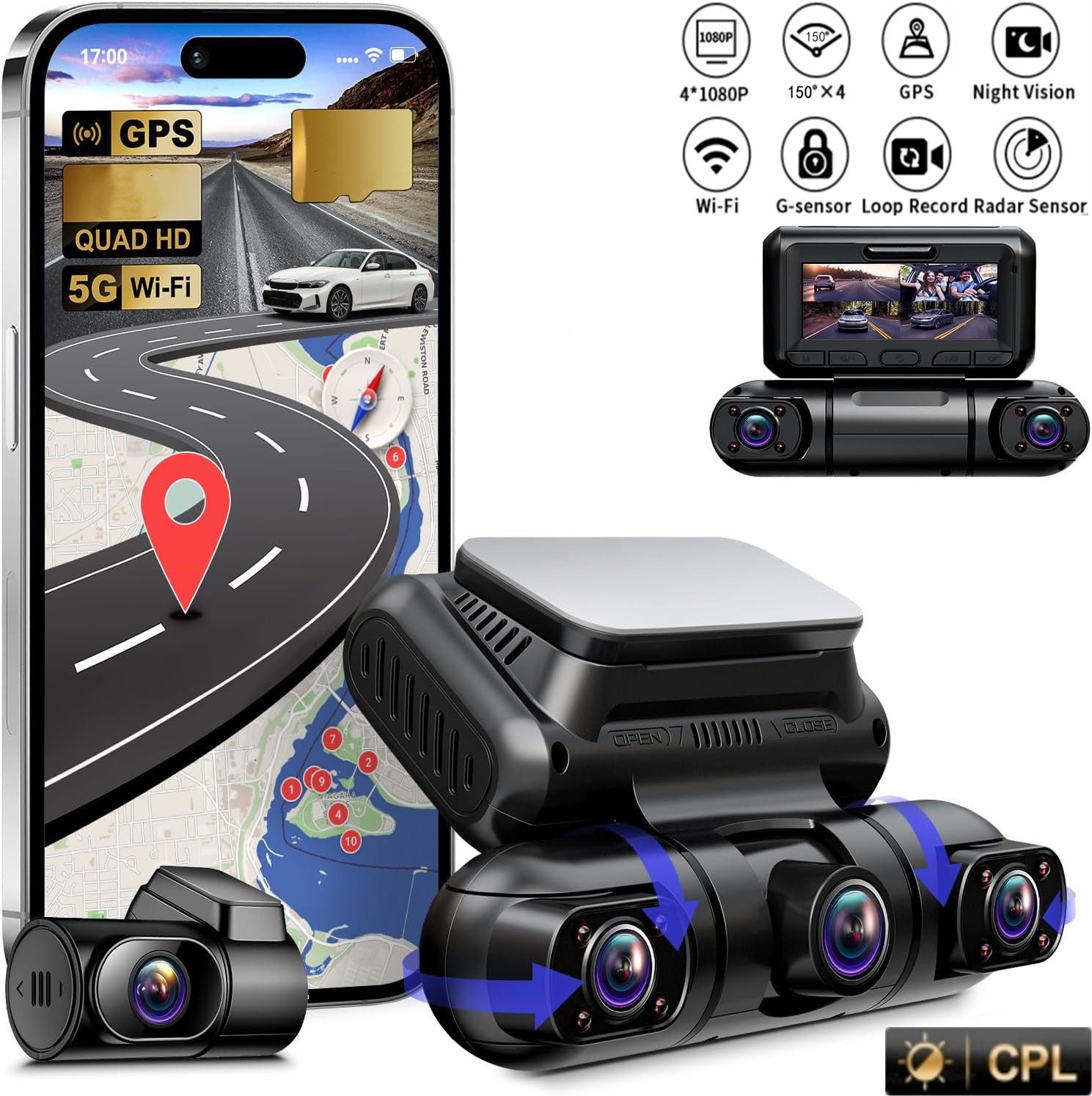 360 ° Cámara de salpicadero pa - Dash Cam Night Vision Infrared reseña y precio