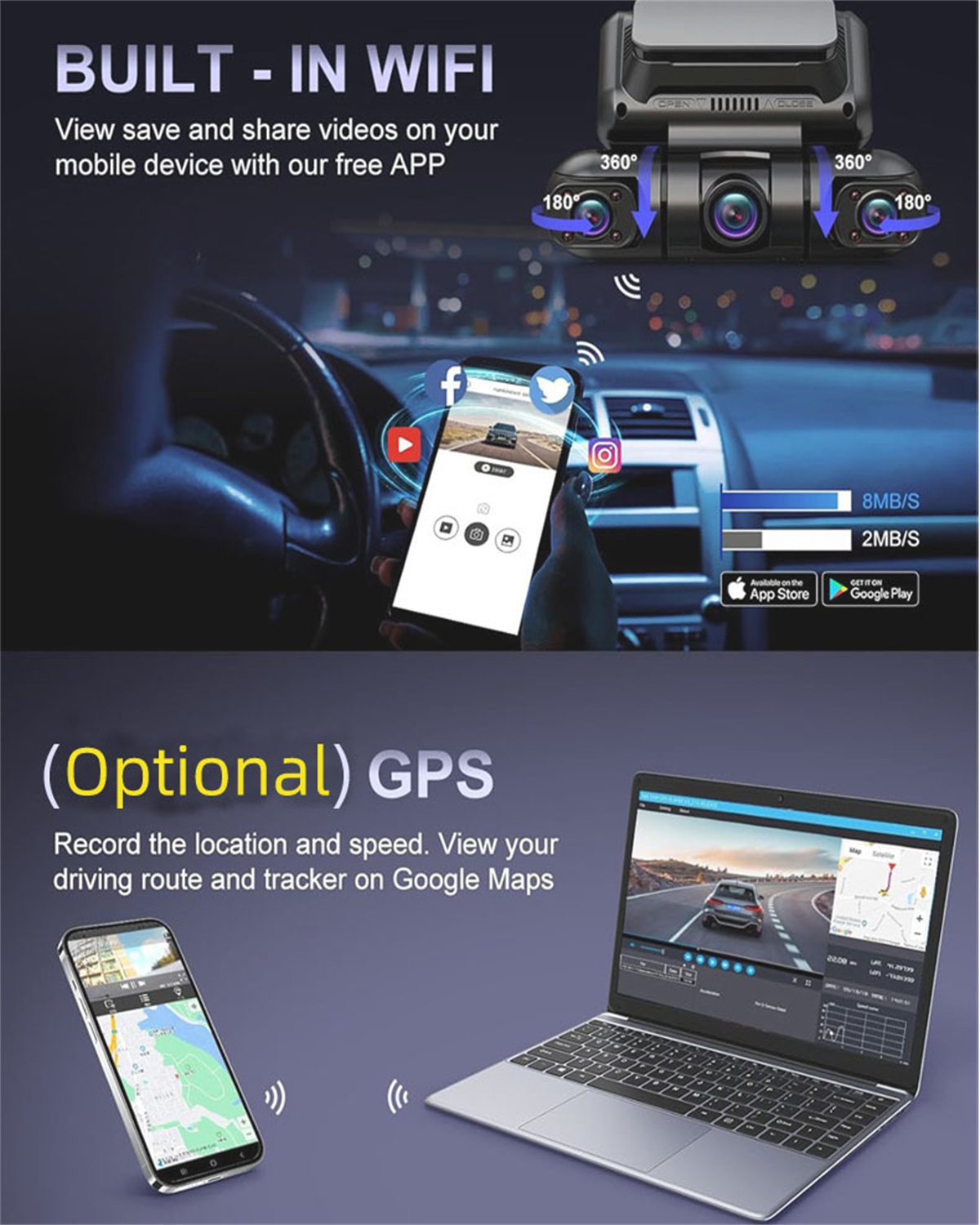 360 ° Cámara de salpicadero pa - Dash Cam Night Vision Infrared reseña y precio